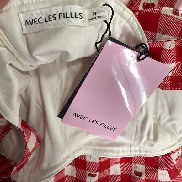 Avec Les Filles Cherry Swing Dress, Red/White, 8 - Picture 4 of 7